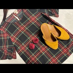 Plaid Blouse with Bell Sleeve, Lightweight
